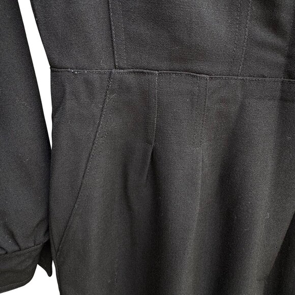 Neiman Marcus Ciao Vintage Womens Black Wool Wide Leg Military Style Jumpsuit 10 - Picture 6 of 11